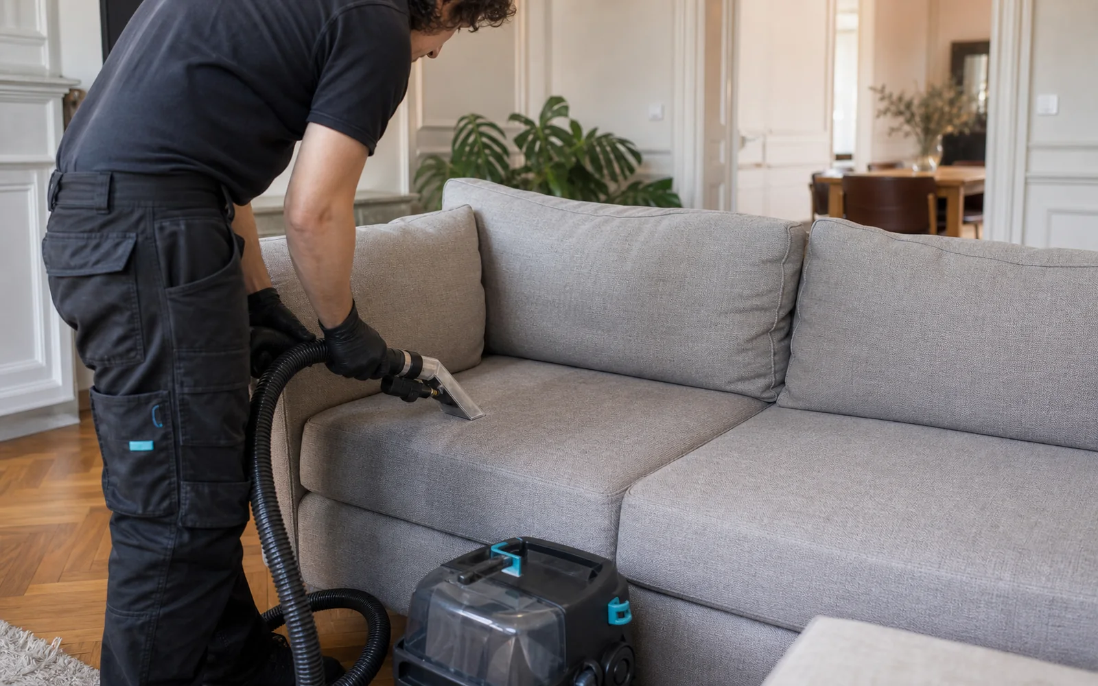 Nettoyage professionnel par extraction d’un canapé en tissu à Lingolsheim